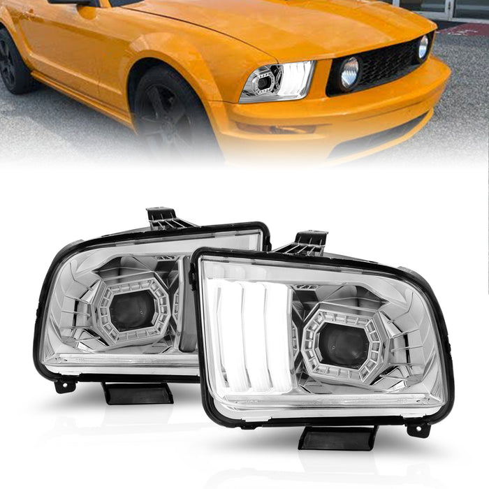 Anzo USA 121567 Projector Headlight Set; Chrome Housing; Pair; w/Light Bar; Pair; - Truck Part Superstore