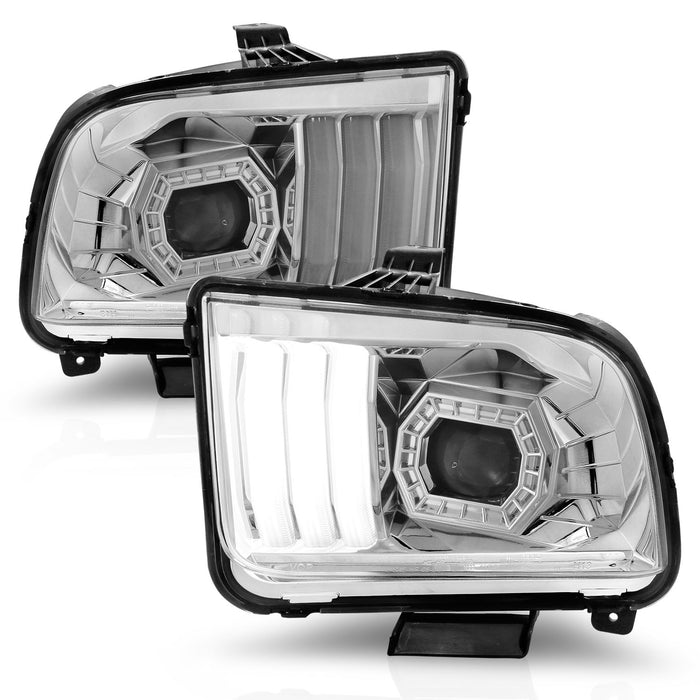 Anzo USA 121567 Projector Headlight Set; Chrome Housing; Pair; w/Light Bar; Pair; - Truck Part Superstore