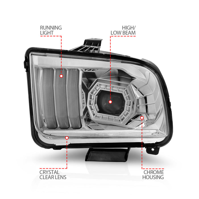 Anzo USA 121567 Projector Headlight Set; Chrome Housing; Pair; w/Light Bar; Pair; - Truck Part Superstore