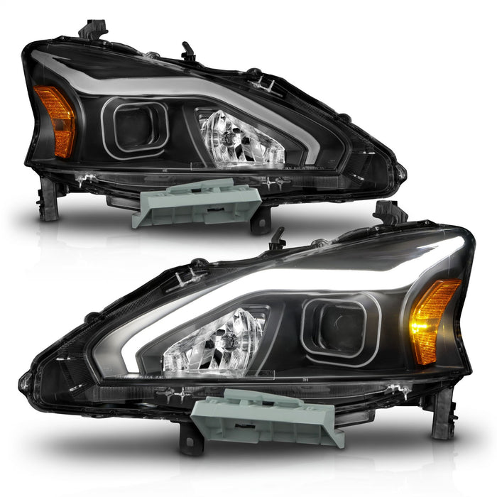 Anzo USA 121569 Projector Headlight Set; Black Housing; w/Light Bar; - Truck Part Superstore