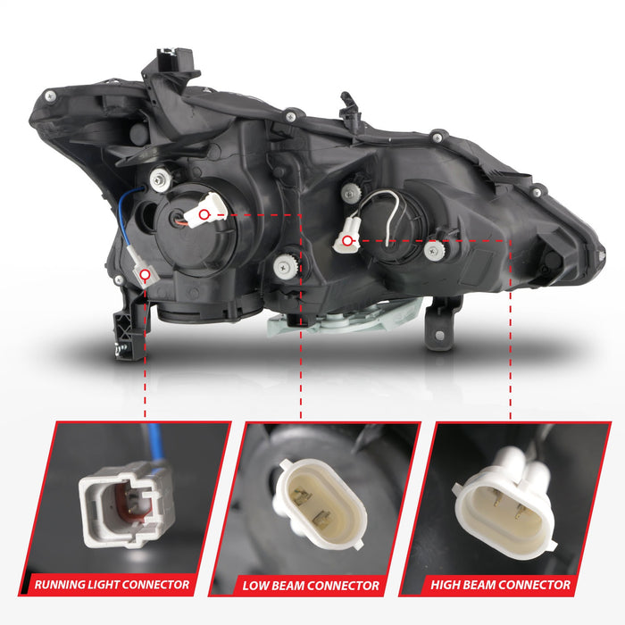 Anzo USA 121569 Projector Headlight Set; Black Housing; w/Light Bar; - Truck Part Superstore
