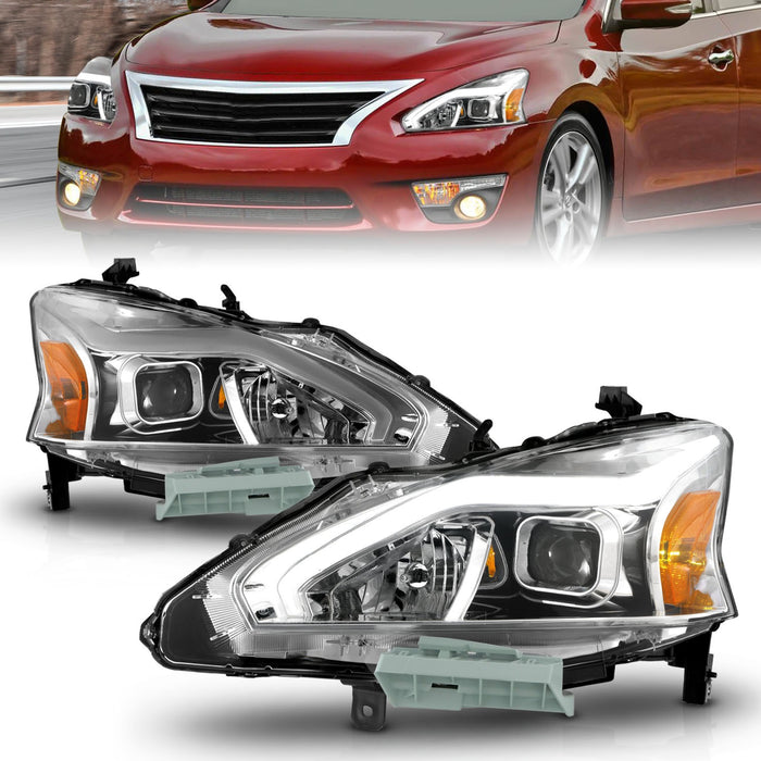 Anzo USA 121570 Projector Headlight Set; Chrome Housing; w/Light Bar; - Truck Part Superstore