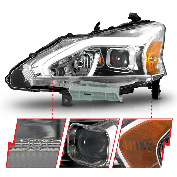 Anzo USA 121570 Projector Headlight Set; Chrome Housing; w/Light Bar; - Truck Part Superstore