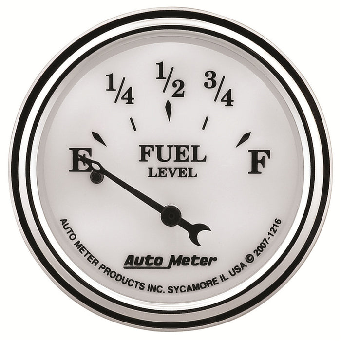 AutoMeter 1216 GAUGE; FUEL LEVEL; 2 1/16in.; 240OE TO 33OF; ELEC; OLD TYME WHITE II - Truck Part Superstore