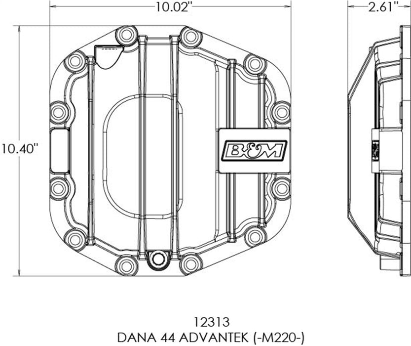 B&M 12313 Differential Cover; Rear; For Dana 44 Advantek; Nodular Iron; - Truck Part Superstore