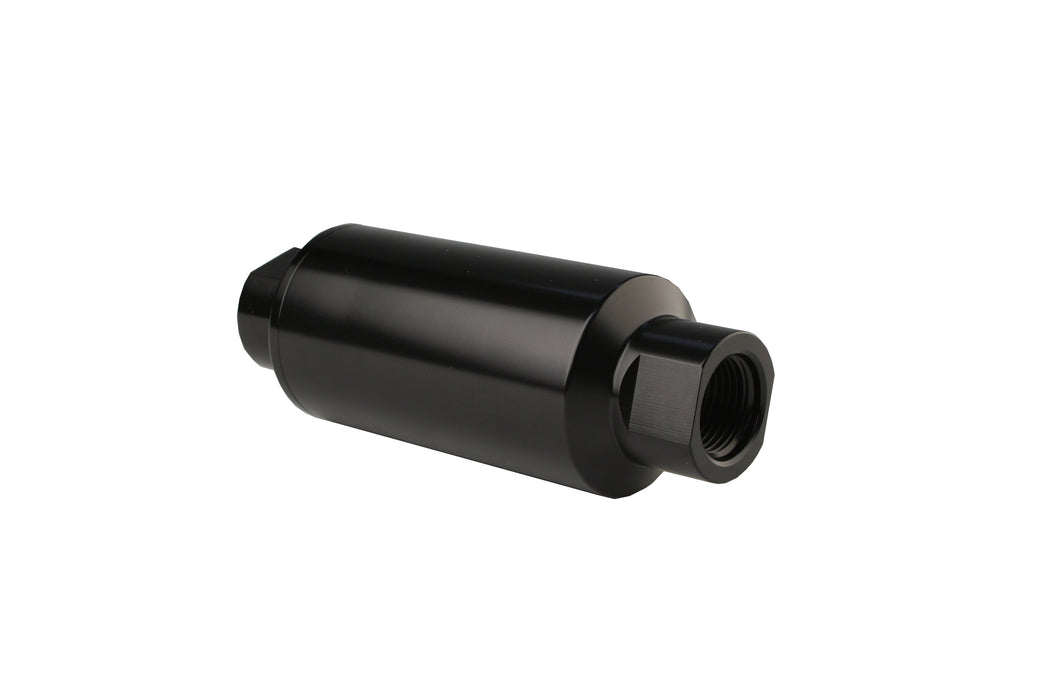 Aeromotive Fuel System 12321 Filter, In-Line, 10-m Fabric Element, ORB-10 Port, Bright-Dip Black, 2" OD. - Truck Part Superstore