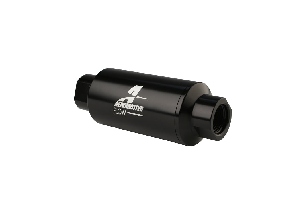 Aeromotive Fuel System 12321 Filter, In-Line, 10-m Fabric Element, ORB-10 Port, Bright-Dip Black, 2" OD. - Truck Part Superstore