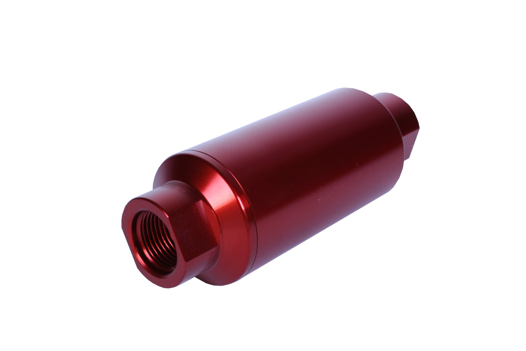 Aeromotive Fuel System 12340 Filter, In-Line, 10-m Microglass Element, ORB-10 Port, Bright-Dip Red, 2" OD. - Truck Part Superstore