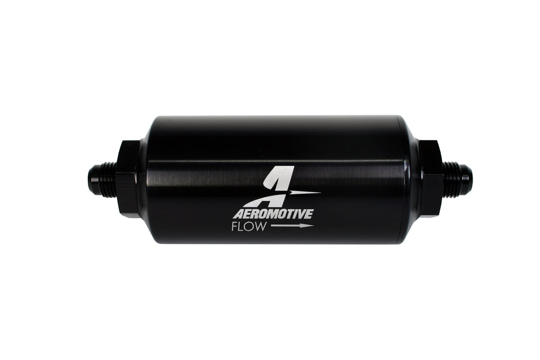 Aeromotive Fuel System 12345 Filter, In-Line, 10-m Microglass Element, AN-06 Male, Bright-Dip Black, 2" OD. - Truck Part Superstore