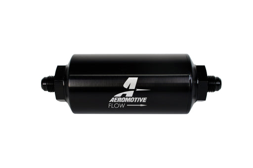 Aeromotive Fuel System 12345 Filter, In-Line, 10-m Microglass Element, AN-06 Male, Bright-Dip Black, 2" OD. - Truck Part Superstore