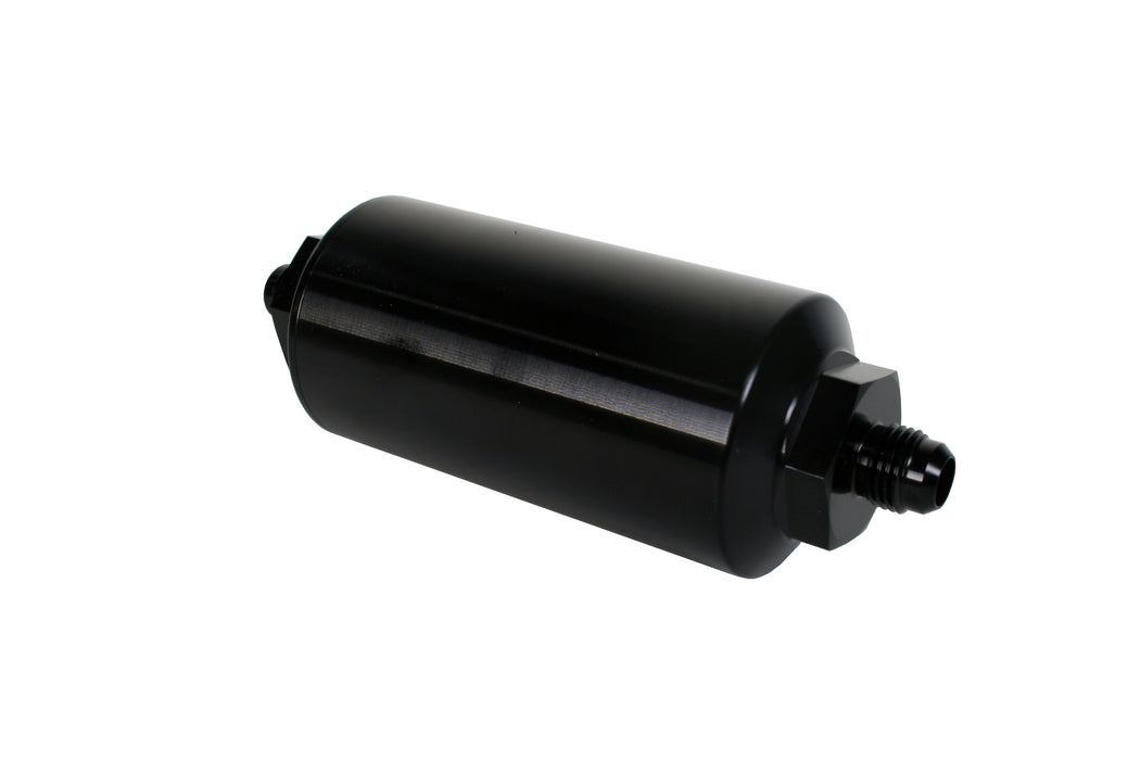 Aeromotive Fuel System 12345 Filter, In-Line, 10-m Microglass Element, AN-06 Male, Bright-Dip Black, 2" OD. - Truck Part Superstore