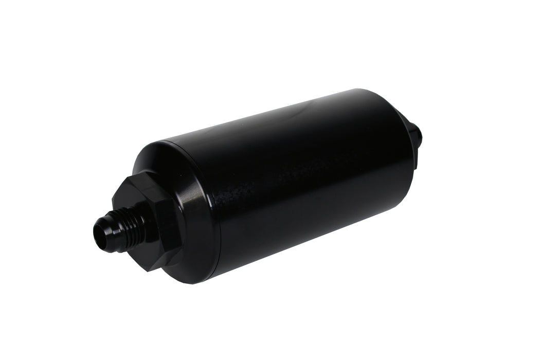 Aeromotive Fuel System 12347 Filter, In-Line, 10-m Fabric Element, AN-06 Male, Bright-Dip Black, 2" OD. - Truck Part Superstore