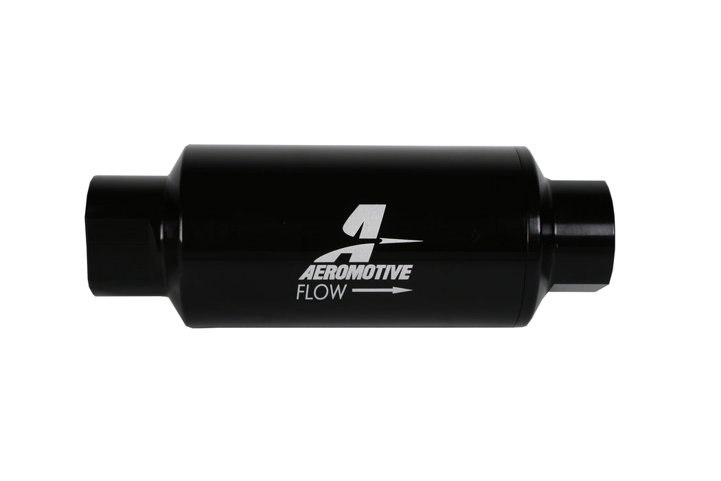 Aeromotive Fuel System 12350 Filter, In-Line, 10-m Microglass Element, ORB-10 Port, Bright-Dip Black, 2" OD. - Truck Part Superstore