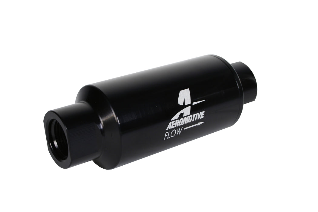 Aeromotive Fuel System 12350 Filter, In-Line, 10-m Microglass Element, ORB-10 Port, Bright-Dip Black, 2" OD. - Truck Part Superstore