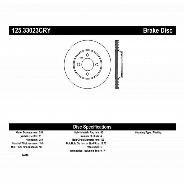 StopTech 125.33023CRY StopTech Cryostop Premium High Carbon Rotor; Front - Truck Part Superstore