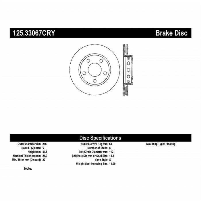StopTech 125.33067CRY StopTech Cryostop Premium High Carbon Rotor; Rear - Truck Part Superstore
