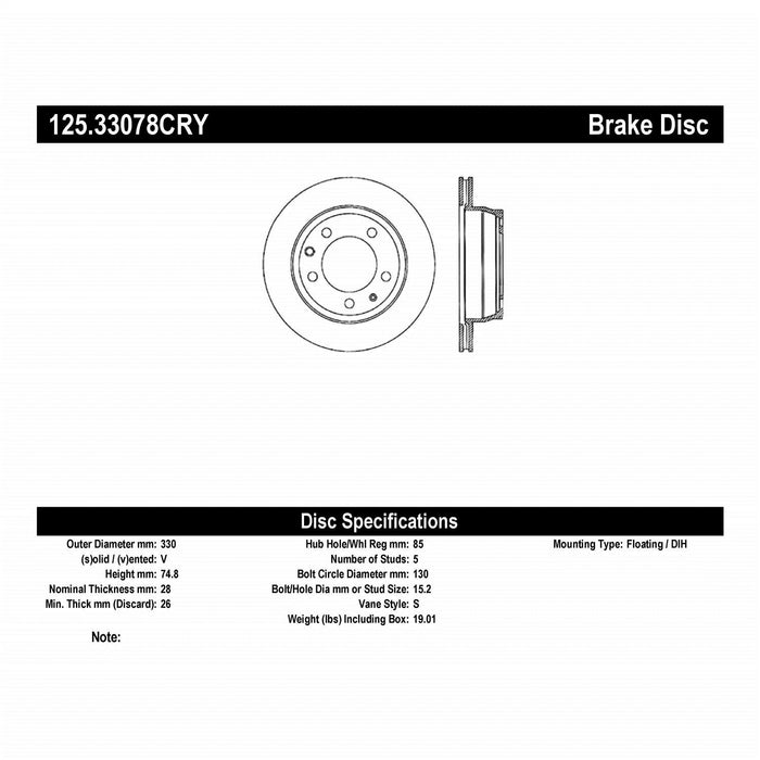 StopTech 125.33078CRY StopTech Cryostop Premium High Carbon Rotor; Rear - Truck Part Superstore