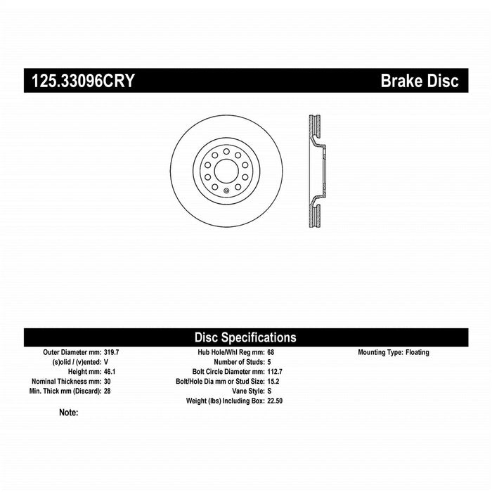 StopTech 125.33096CRY StopTech Cryostop Premium High Carbon Rotor; Front - Truck Part Superstore