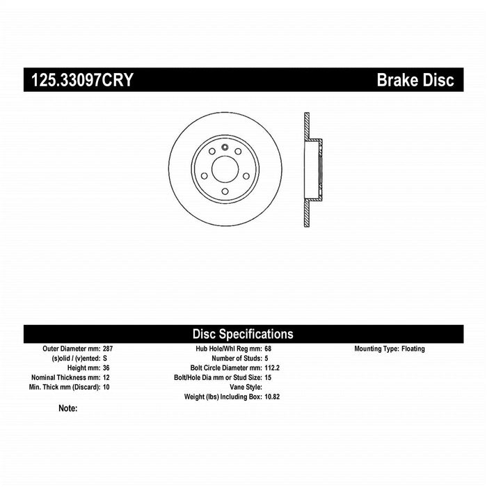 StopTech 125.33097CRY StopTech Cryostop Premium High Carbon Rotor; Rear - Truck Part Superstore