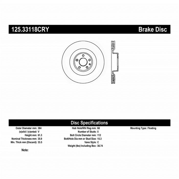 StopTech 125.33118CRY StopTech Cryostop Premium High Carbon Rotor; Front - Truck Part Superstore