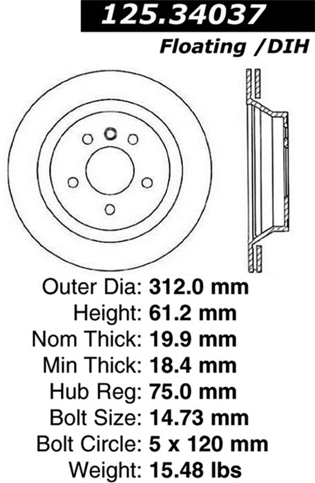StopTech 125.34037CRY StopTech Cryostop Premium High Carbon Rotor; Rear Right - Truck Part Superstore
