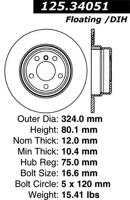 StopTech 125.34051CRY StopTech Cryostop Premium High Carbon Rotor; Rear - Truck Part Superstore
