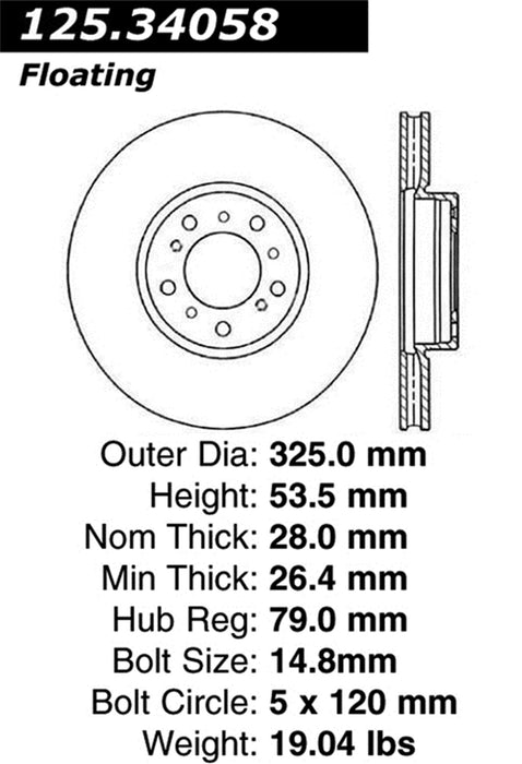 StopTech 125.34058CRY StopTech Cryostop Premium High Carbon Rotor; Front Left - Truck Part Superstore