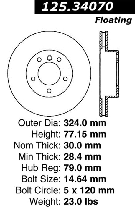 StopTech 125.34070CRY StopTech Cryostop Premium High Carbon Rotor; Front - Truck Part Superstore