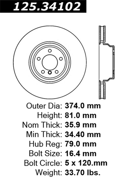 StopTech 125.34102CRY StopTech Cryostop Premium High Carbon Rotor; Front - Truck Part Superstore