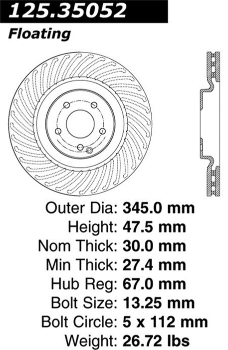 StopTech 125.35052CRY StopTech Cryostop Premium High Carbon Rotor; Front - Truck Part Superstore