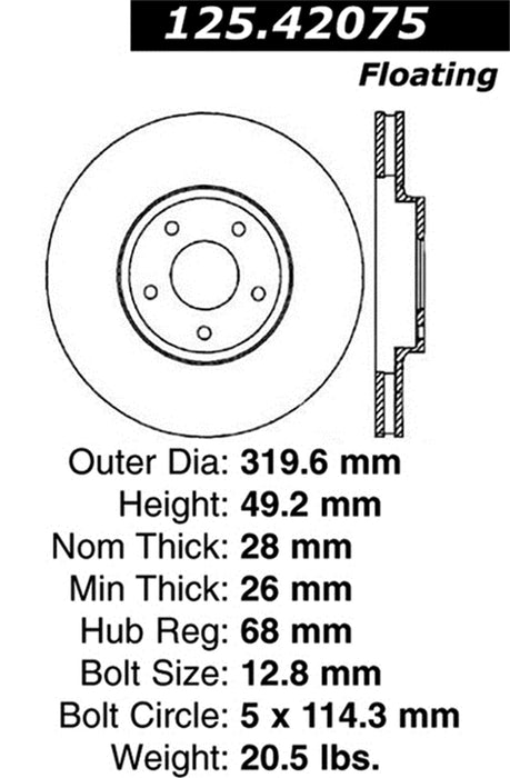 StopTech 125.42075CRY StopTech Cryostop Premium High Carbon Rotor; Front - Truck Part Superstore