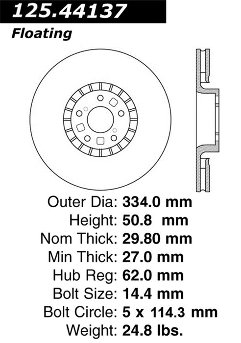StopTech 125.44137CRY StopTech Cryostop Premium High Carbon Rotor; Front Right - Truck Part Superstore