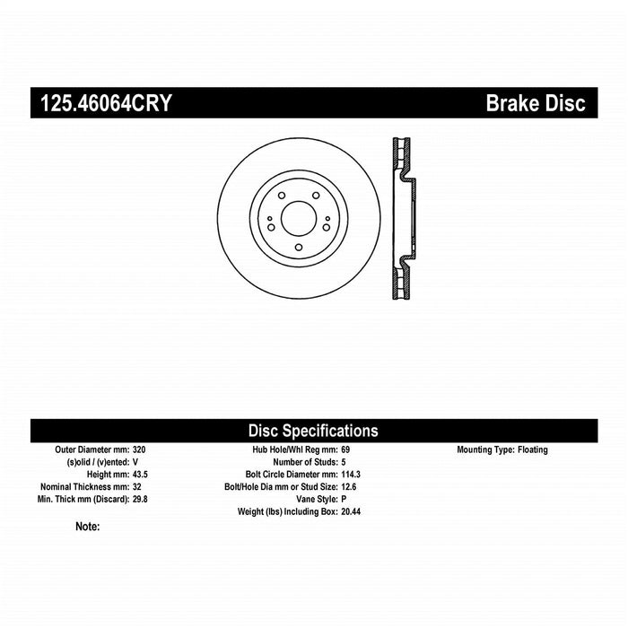 StopTech 125.46064CRY StopTech Cryostop Premium High Carbon Rotor; Front - Truck Part Superstore