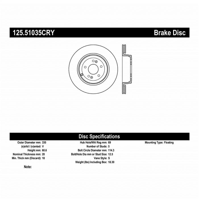 StopTech 125.51035CRY StopTech Cryostop Premium High Carbon Rotor; Rear - Truck Part Superstore