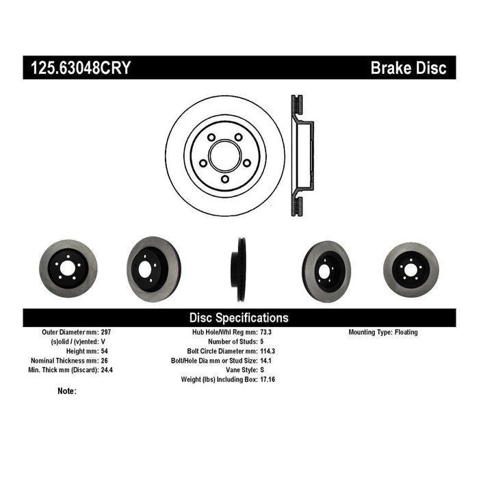 StopTech 125.63048CRY StopTech Cryostop Premium High Carbon Rotor; Front - Truck Part Superstore