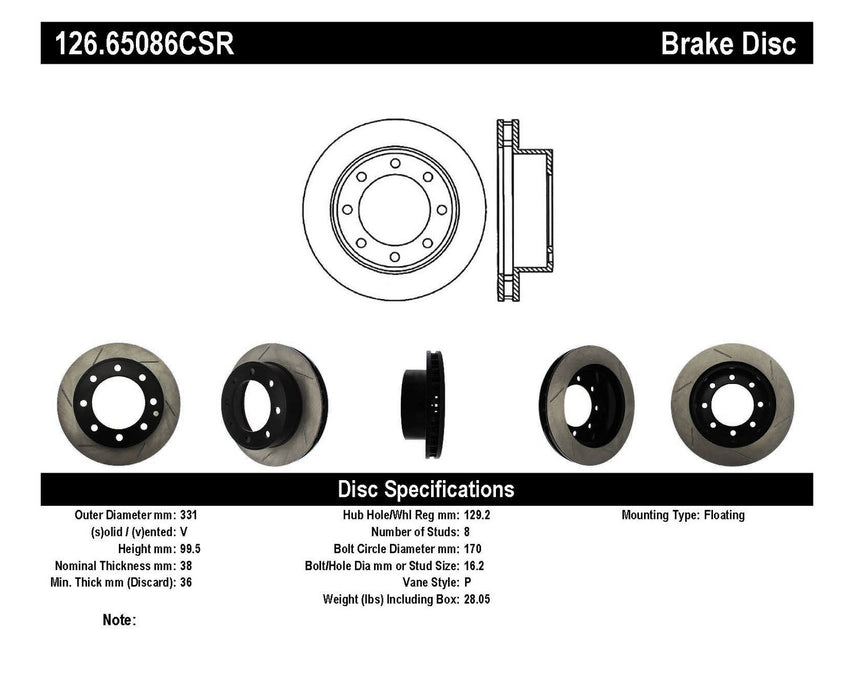 StopTech 126.65086CSR StopTech Sport Slotted Cryo Brake Rotor; Front Right - Truck Part Superstore