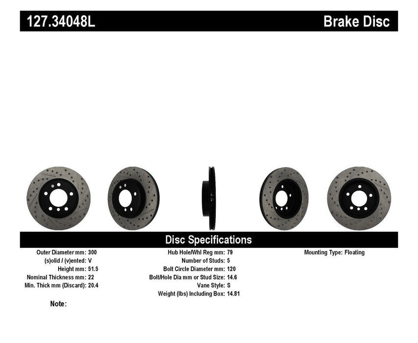 StopTech 127.34048L StopTech Sport Drilled/Slotted Brake Rotor; Front Left - Truck Part Superstore