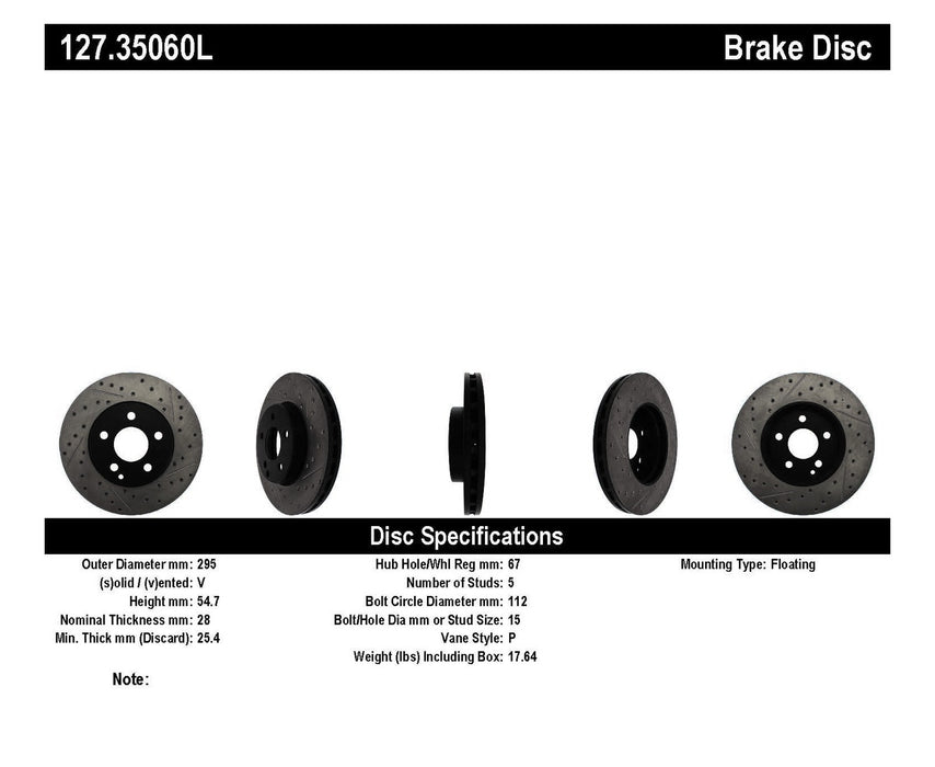 StopTech 127.35060L StopTech Sport Drilled/Slotted Brake Rotor; Front Left - Truck Part Superstore