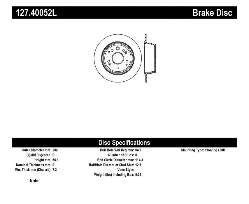 StopTech 127.40052L StopTech Sport Drilled/Slotted Brake Rotor; Rear Left - Truck Part Superstore