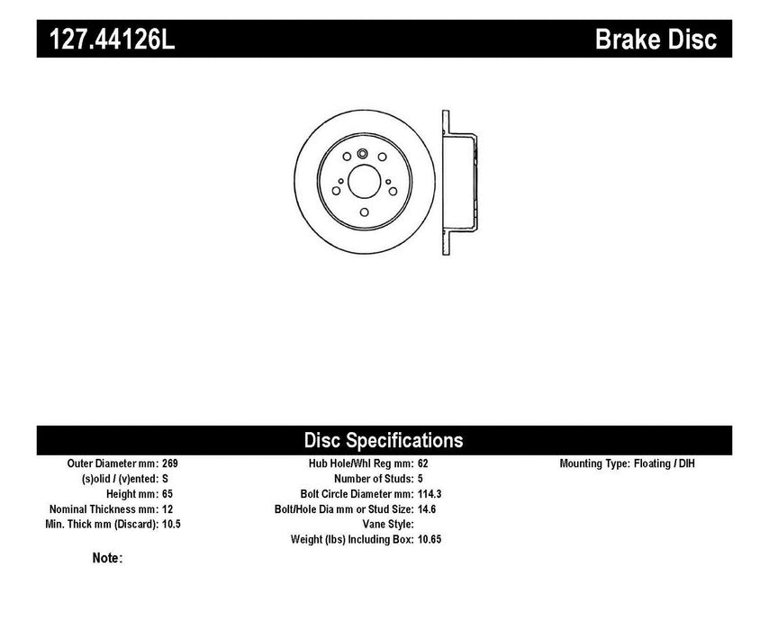 StopTech 127.44126L StopTech Sport Drilled/Slotted Brake Rotor; Rear Left - Truck Part Superstore