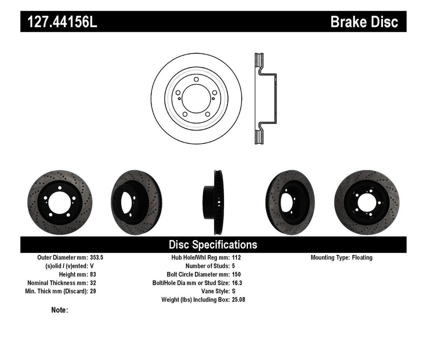 StopTech 127.44156L StopTech Sport Drilled/Slotted Brake Rotor; Front Left - Truck Part Superstore