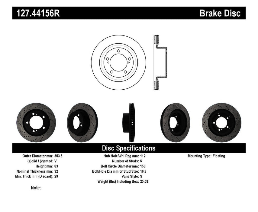 StopTech 127.44156R StopTech Sport Drilled/Slotted Brake Rotor; Front Right - Truck Part Superstore