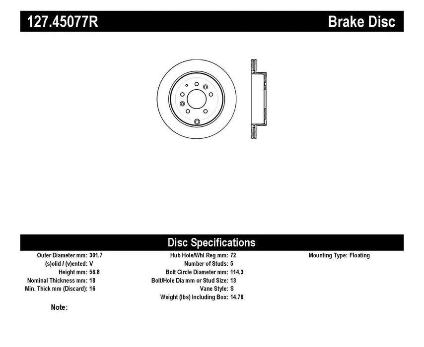 StopTech 127.45077R StopTech Sport Drilled/Slotted Brake Rotor; Rear Right - Truck Part Superstore