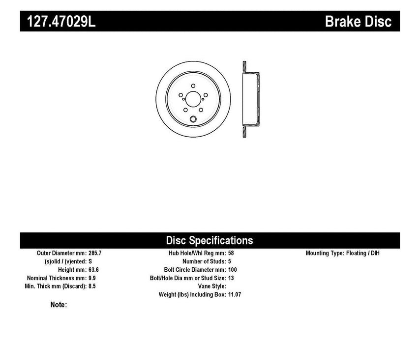 StopTech 127.47029L StopTech Sport Drilled/Slotted Brake Rotor; Rear Left - Truck Part Superstore