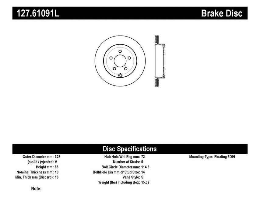 StopTech 127.61091L StopTech Sport Drilled/Slotted Brake Rotor; Rear Left - Truck Part Superstore