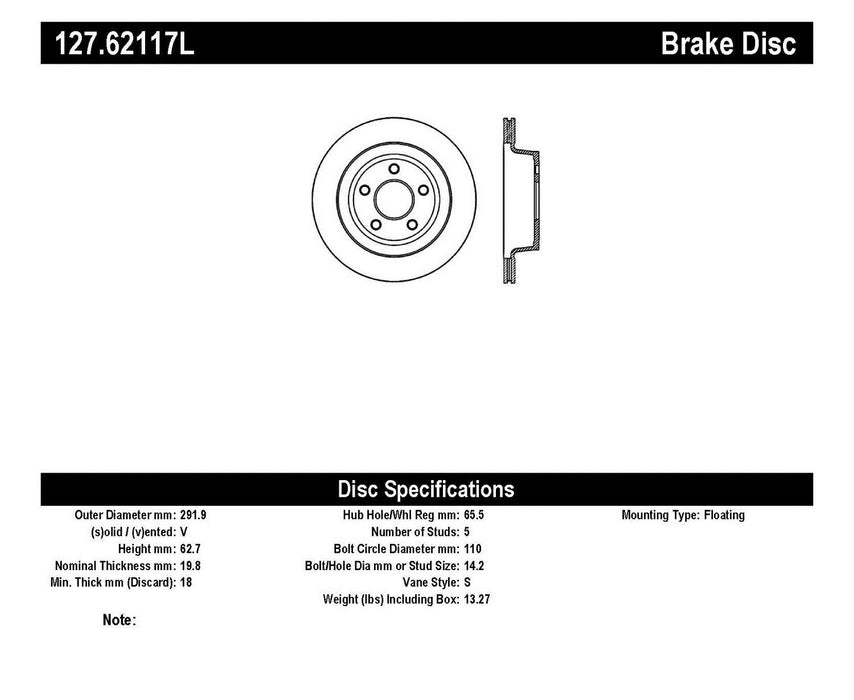 StopTech 127.62117L StopTech Sport Drilled/Slotted Brake Rotor; Rear Left - Truck Part Superstore