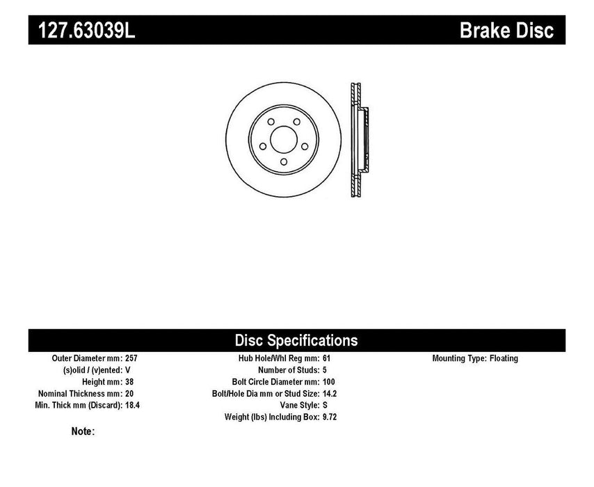 StopTech 127.63039L StopTech Sport Drilled/Slotted Brake Rotor; Front Left - Truck Part Superstore