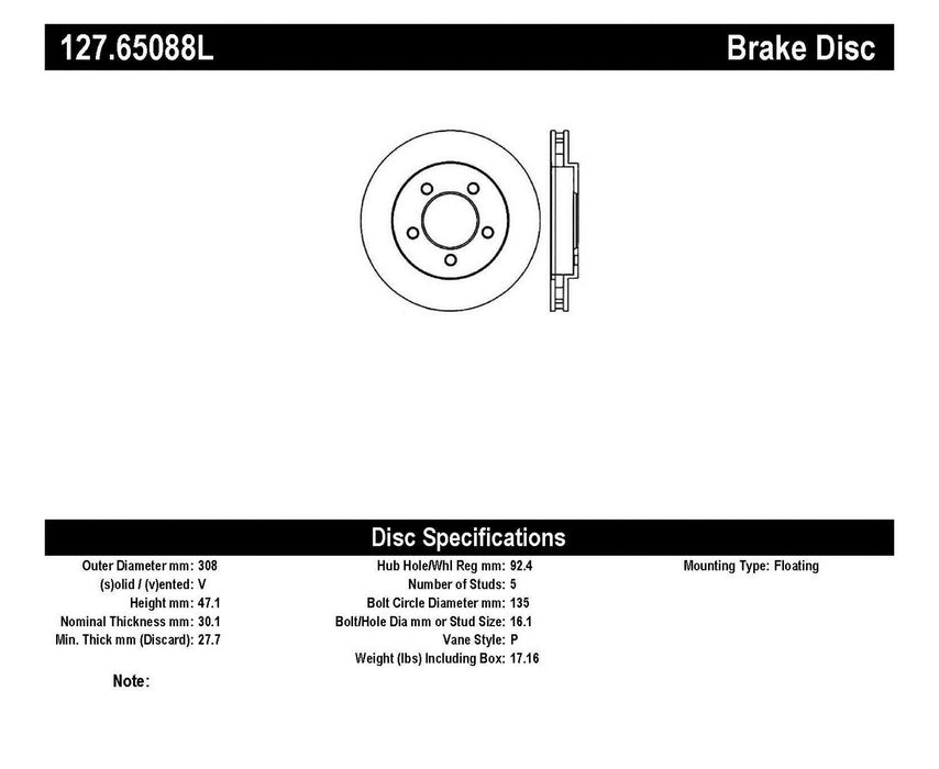 StopTech 127.65088L StopTech Sport Drilled/Slotted Brake Rotor; Front Left - Truck Part Superstore