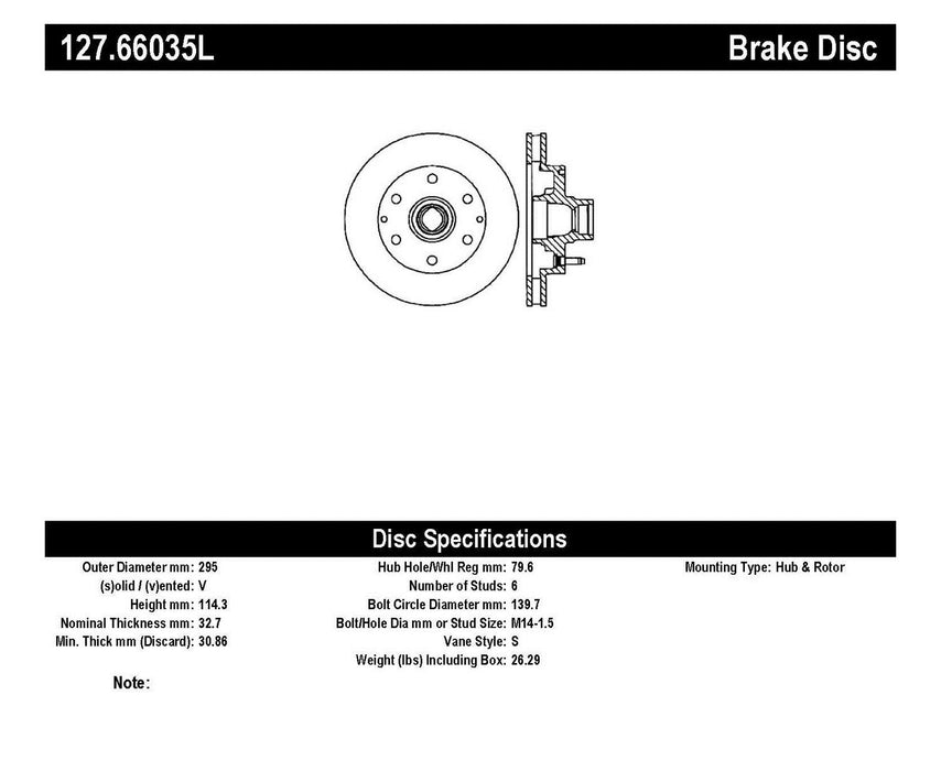 StopTech 127.66035L StopTech Sport Drilled/Slotted Brake Rotor; Front Left - Truck Part Superstore