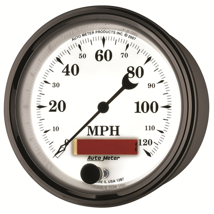 AutoMeter 1287 GAUGE; SPEEDOMETER; 3 3/8in.; 120MPH; ELEC. PROG. W/LCD ODO; OLD TYME WHT II - Truck Part Superstore